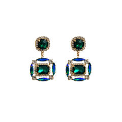 Chunky color glass crystal statement earrings