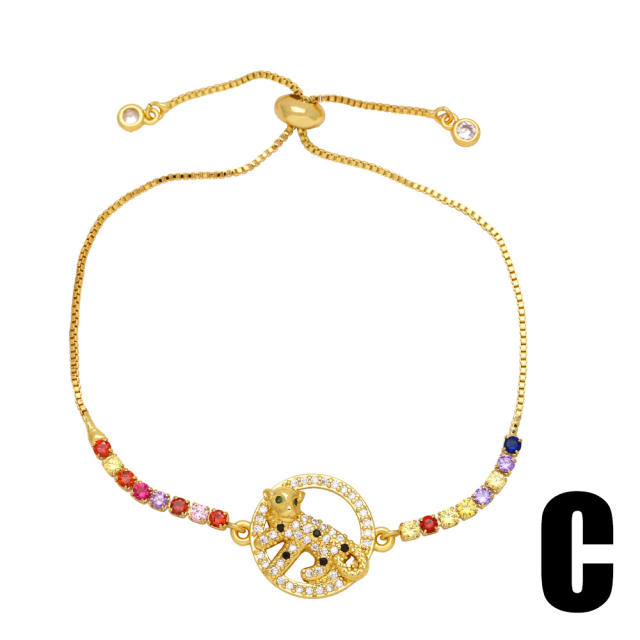 Deilcate rainbow cz butterfly evil eye gold plated copper bracelet