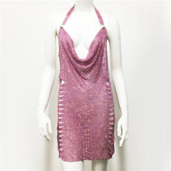 Sexy shining halter neck short dress party dress