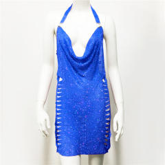 Sexy shining halter neck short dress party dress