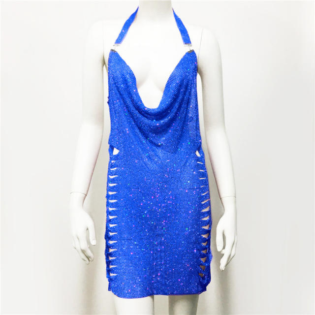 Sexy shining halter neck short dress party dress