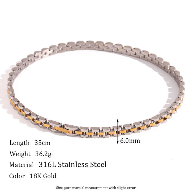 6mm Hiphop stainless steel chain bracelet necklace choker