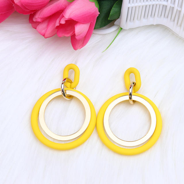 12 color geometric circle acrylic earrings