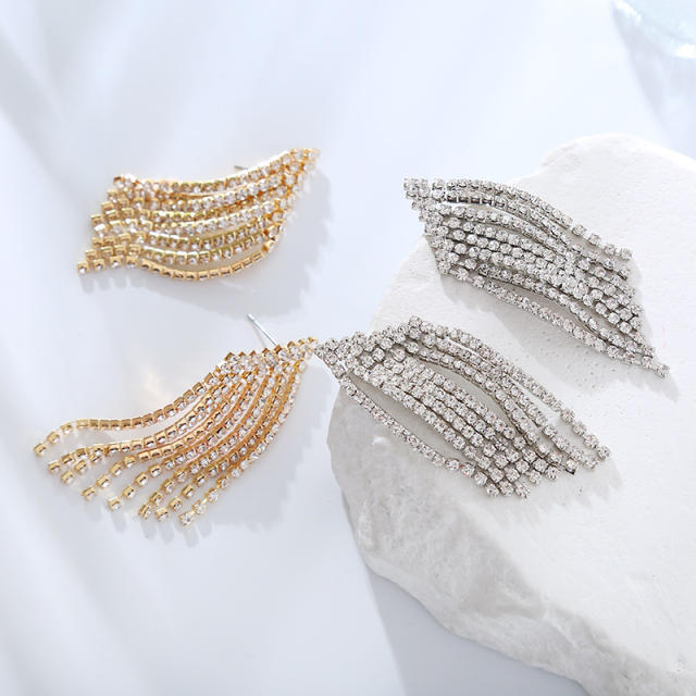 Delicate diamond tassel geometric shape party wedding earrings