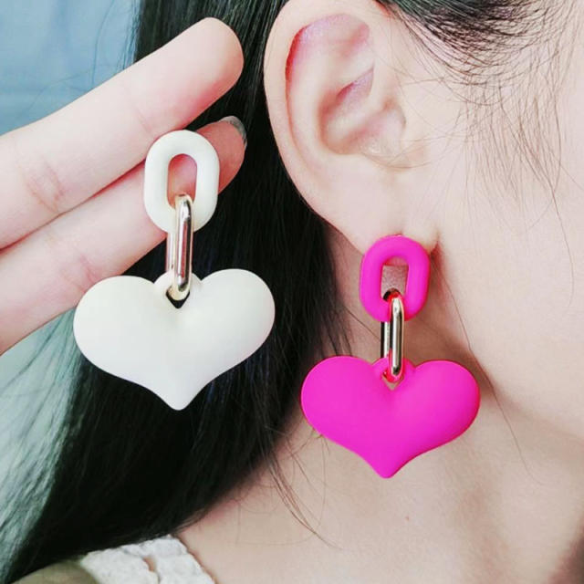 15 color chunky heart acrylic earrings