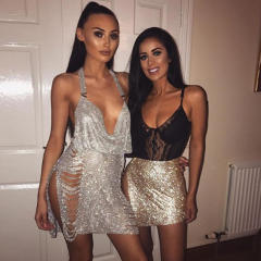 Sexy shining halter neck short dress party dress