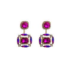 Chunky color glass crystal statement earrings