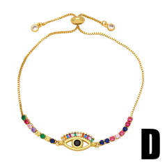 Deilcate rainbow cz butterfly evil eye gold plated copper bracelet