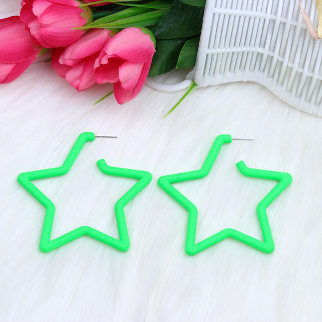 6 color painting star shape geometric earrings