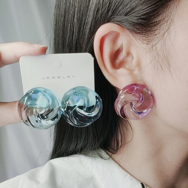 Jelly color acrylic clear cookie shape studs earrings