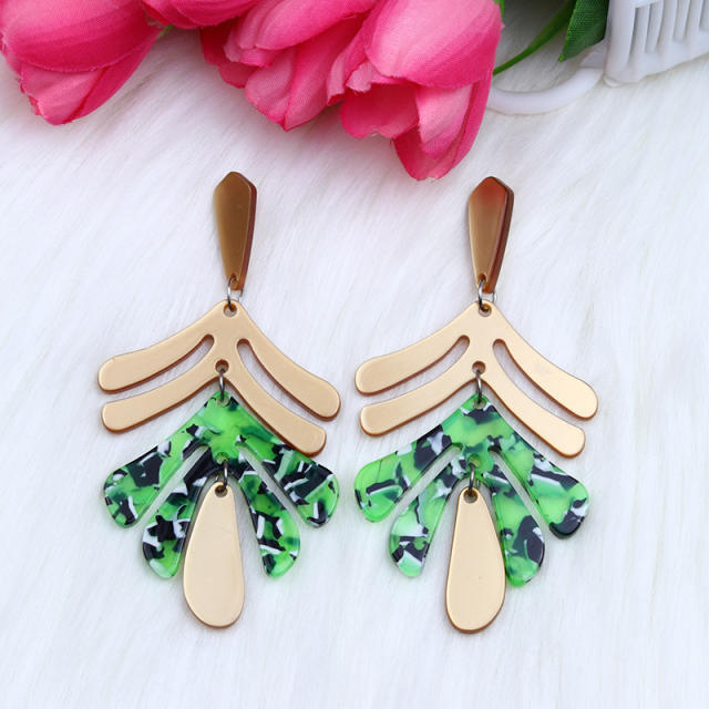 Holiday trend palm leaf acrylic earrings