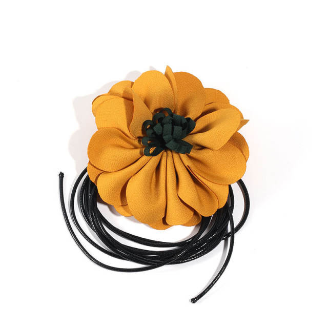 Elegant popular plain color flower wax string choker necklace