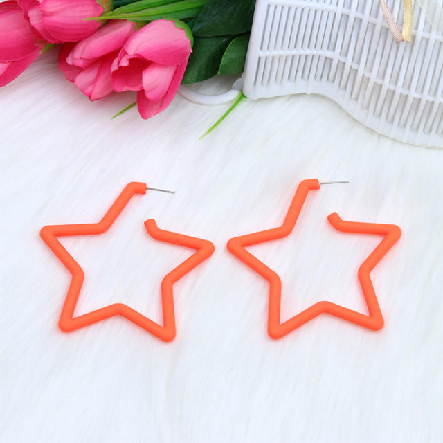 6 color painting star shape geometric earrings