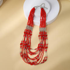 Boho chunky colorful seed bead necklace