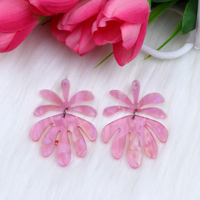 Jelly color acrylic leaf dangle earrings
