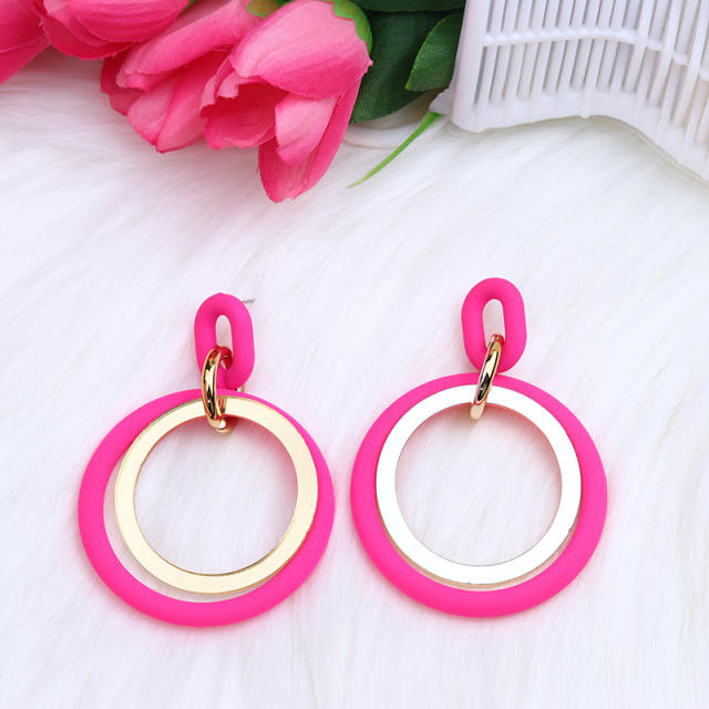 12 color geometric circle acrylic earrings