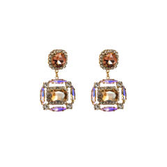 Chunky color glass crystal statement earrings
