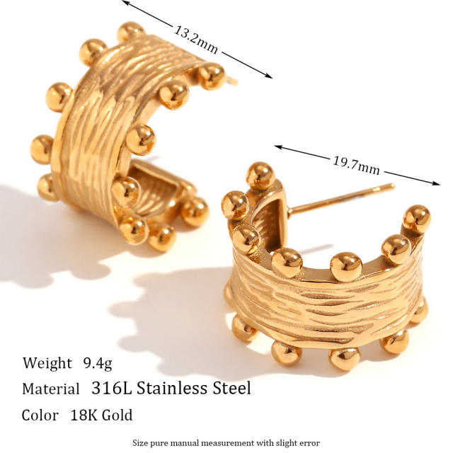 Chunky 18KG open hoop stainless steel earrings