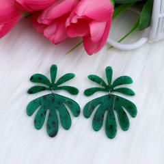 Jelly color acrylic leaf dangle earrings
