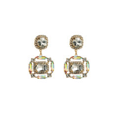 Chunky color glass crystal statement earrings
