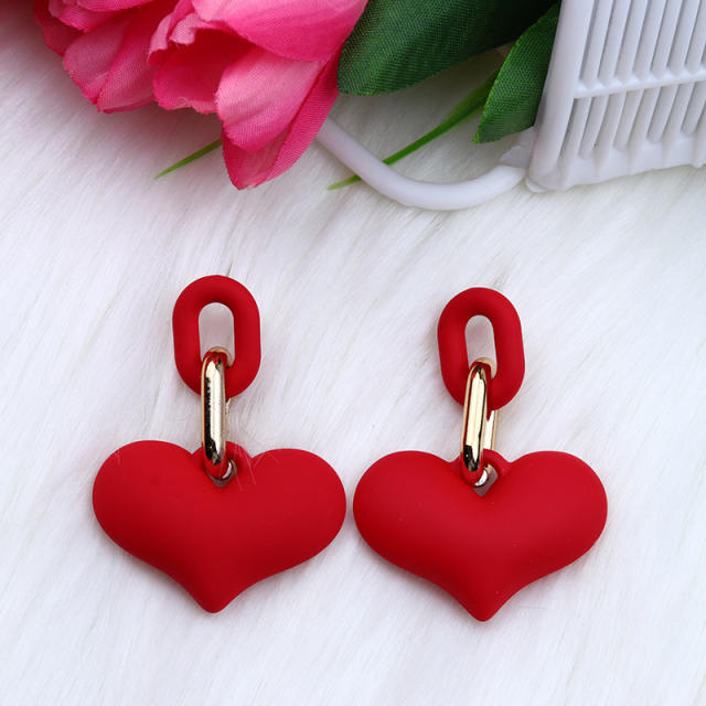 15 color chunky heart acrylic earrings