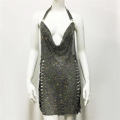 Sexy shining halter neck short dress party dress