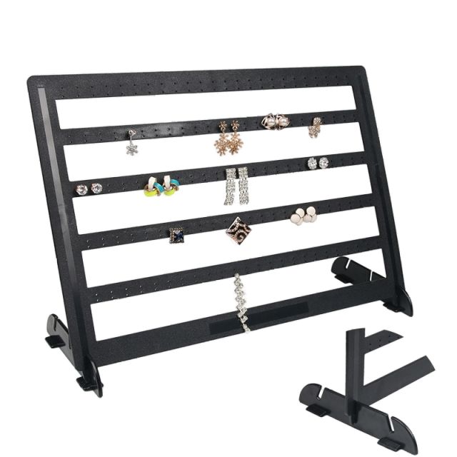 Black color plastic material layer earring display stand