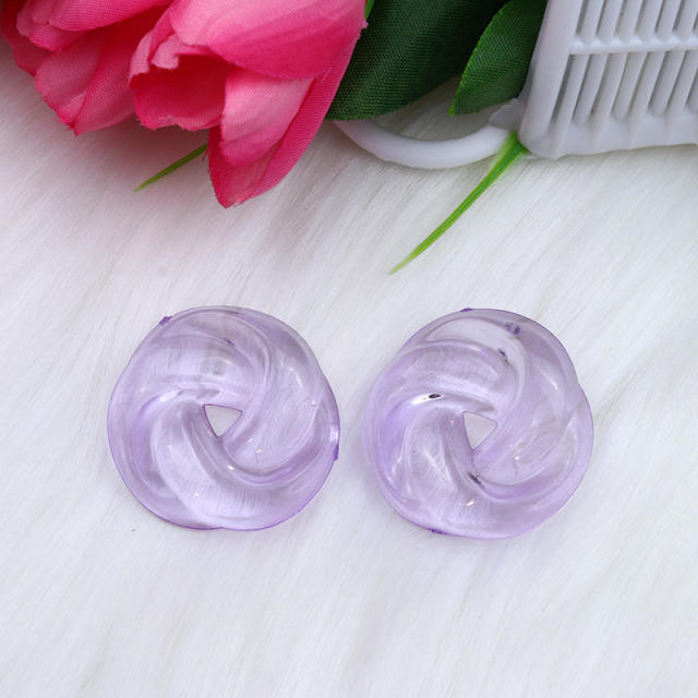 Jelly color acrylic clear cookie shape studs earrings
