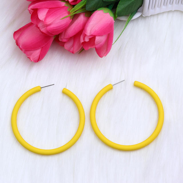 Summer candy color painting large hoop earrings