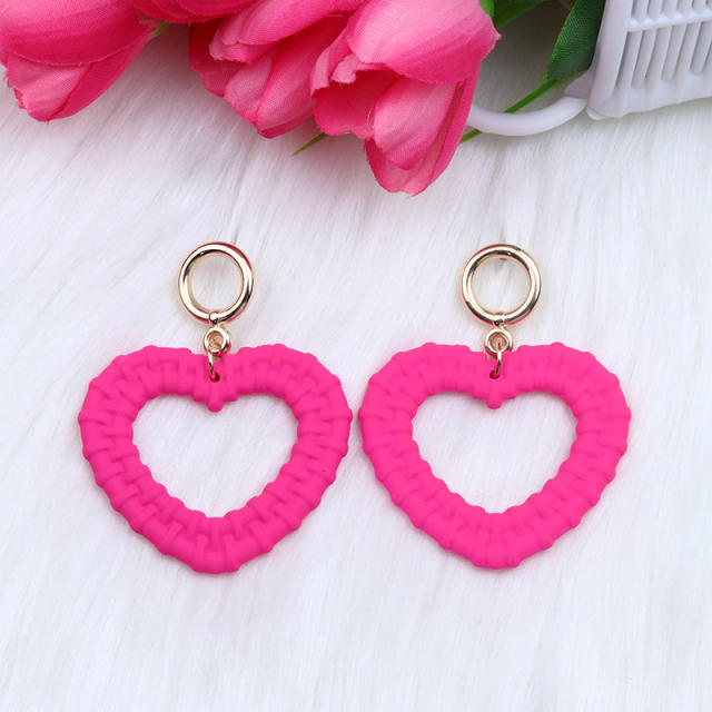 Summer candy color acrylic heart dangle earrings