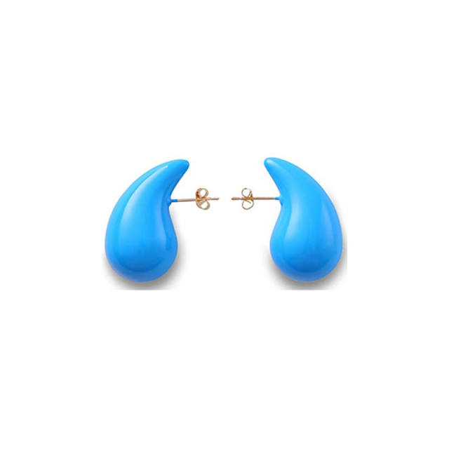 Chunky color enamel water drop stainless steel studs earrings