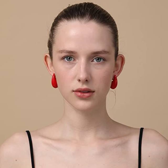 Chunky color enamel water drop stainless steel studs earrings