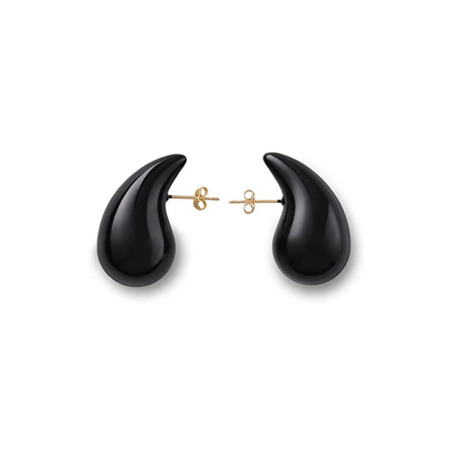 Chunky color enamel water drop stainless steel studs earrings