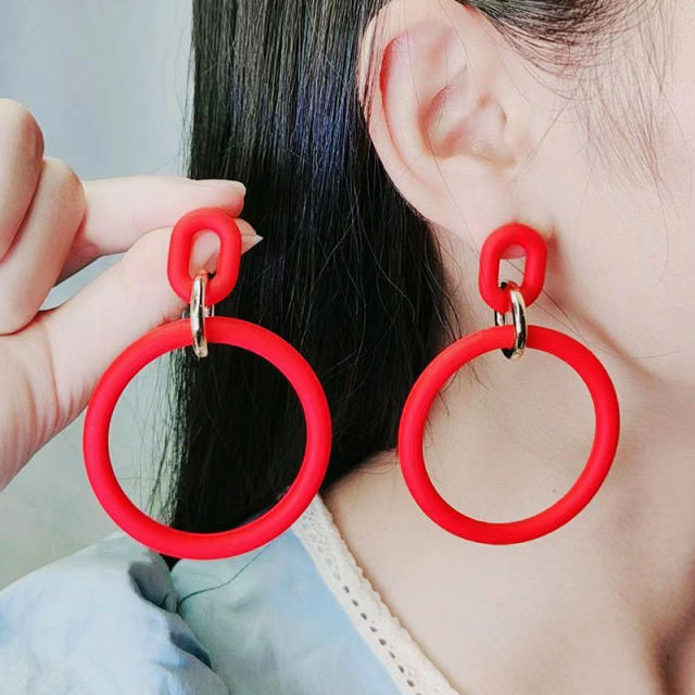 Summer candy color geometric circle arcyic dangle earrings