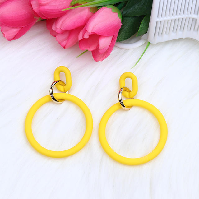 Summer candy color geometric circle arcyic dangle earrings