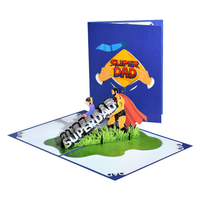 Creative superdad 3D father's day post card greeting cards
