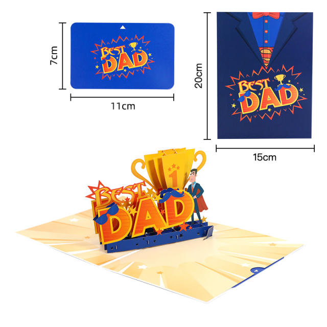 Delicate stereo letter best dad father's day post card greeting cards