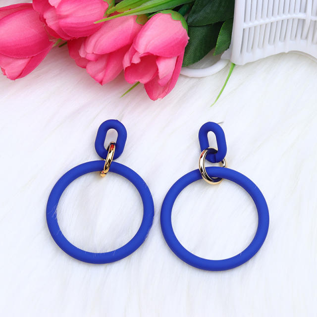 Summer candy color geometric circle arcyic dangle earrings