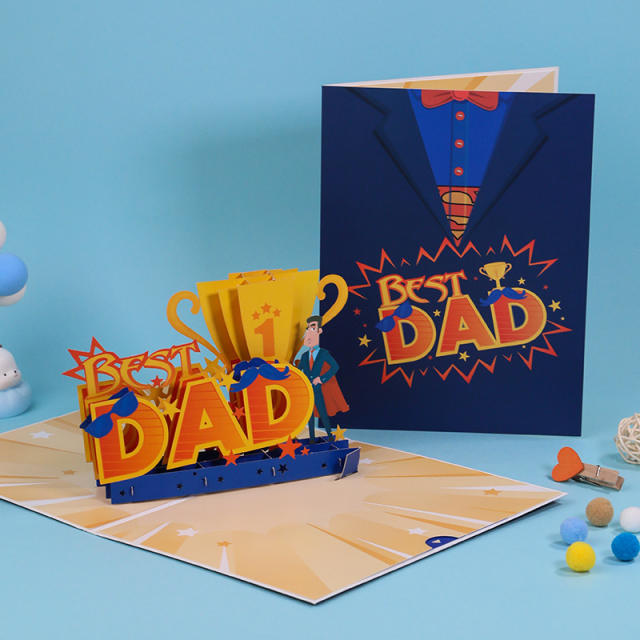 Delicate stereo letter best dad father's day post card greeting cards