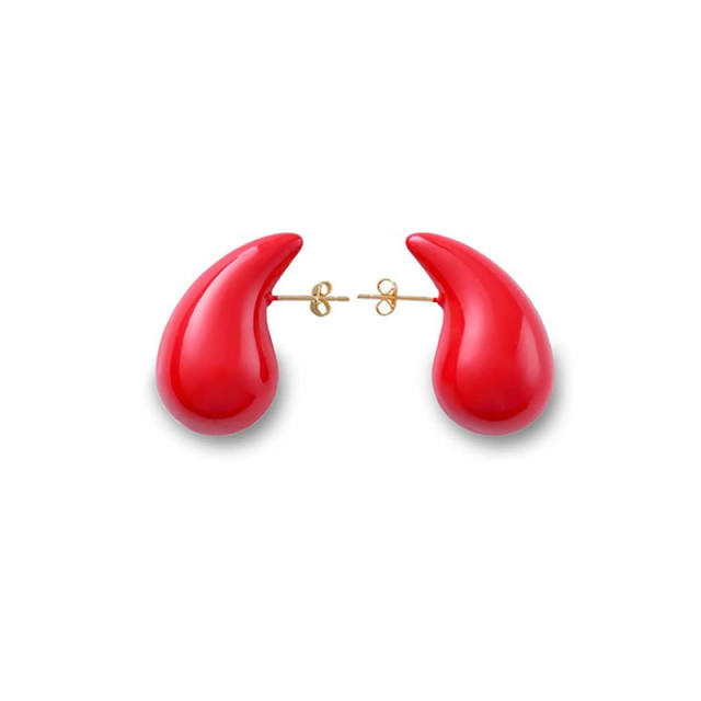 Chunky color enamel water drop stainless steel studs earrings