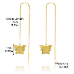 Chunky enamel butterfly metal long earrings