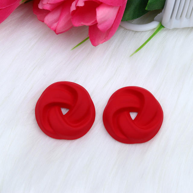 Candy color twisted circle acrylic studs earrings