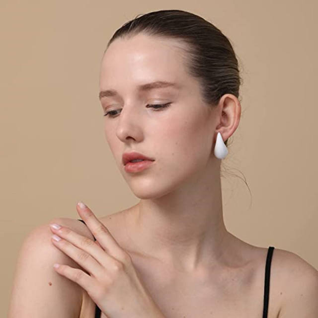 Chunky color enamel water drop stainless steel studs earrings