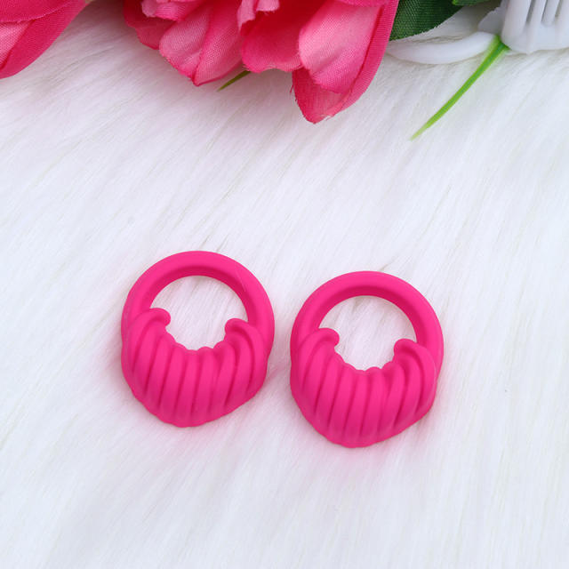 Candy color summer painting geometric studs earrings