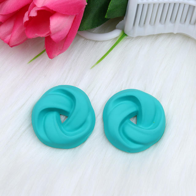 Candy color twisted circle acrylic studs earrings