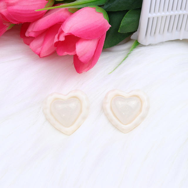 Sweet candy color heart shape acrylic studs earrings