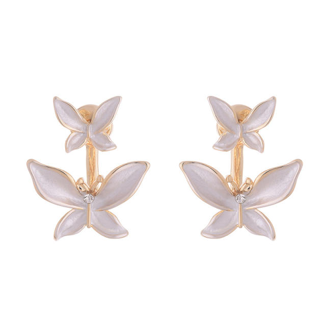 Eleagnt enamel butterfly copper jacket earrings
