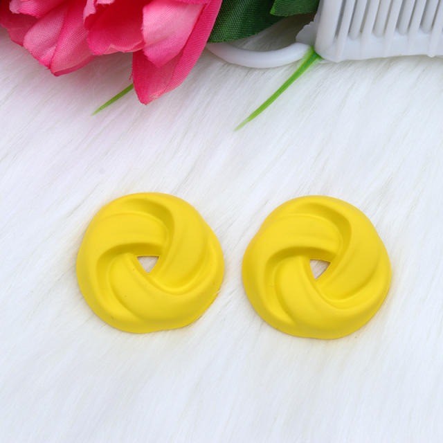 Candy color twisted circle acrylic studs earrings