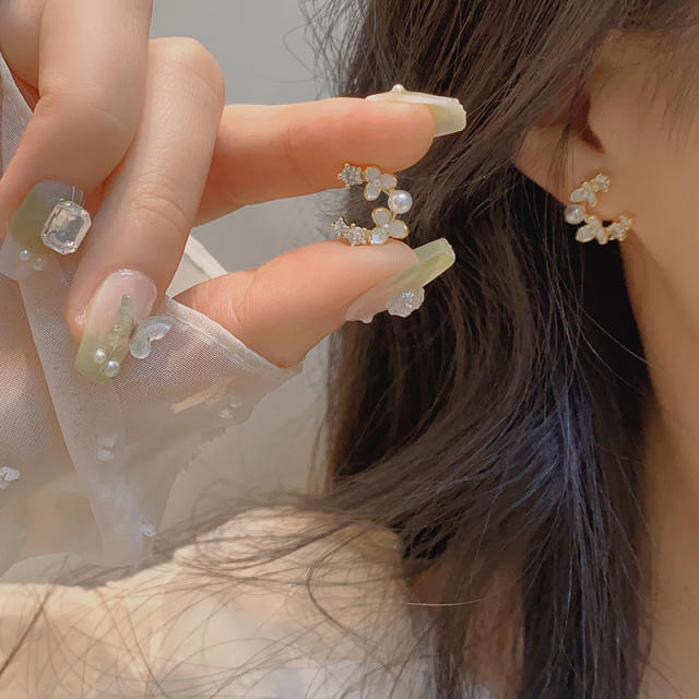 Chic butterfly cubic zircon copper studs earrings