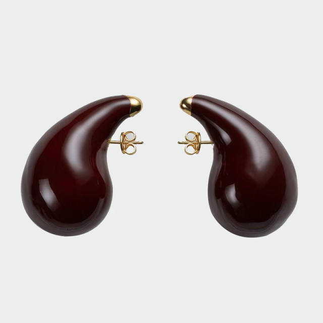 Chunky color enamel water drop stainless steel studs earrings